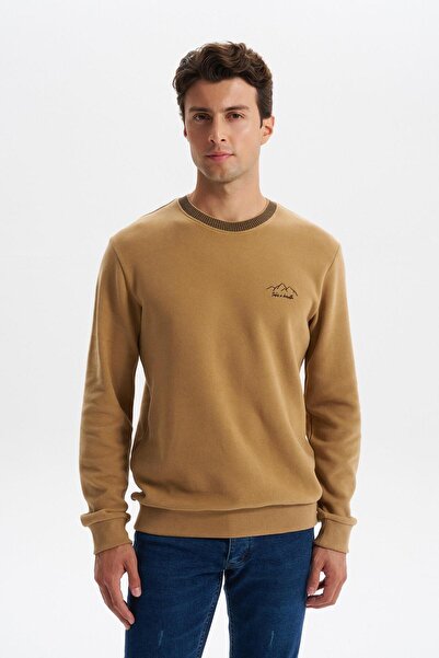 Arma Ar-Ma Men's Crew Neck Sweatshirt with Text Print, Pocketless, Knitted Fa...
