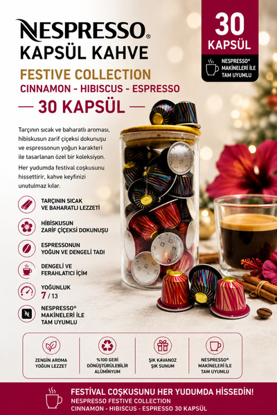 Nespresso Festive Collection Cinnamon - Hibiscus - Espresso Kapsül Kahve 30 A...
