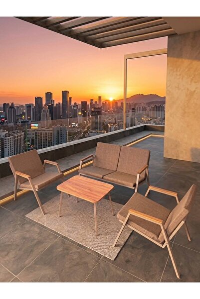 Dekoroom's VİENTO 2-1-1 BAHÇE BALKON MOBİLYASI,SEHPALI,CAPİ İSKELET KUMAŞ REN...