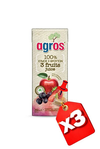 Agros 3x 3 FRUCTE mere struguri căpșuni 100% 250 ml