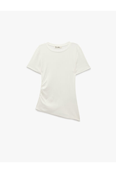 Koton Tricou cu mânecă scurtă, cu decolteu rotund, din amestec modal, cu croi...