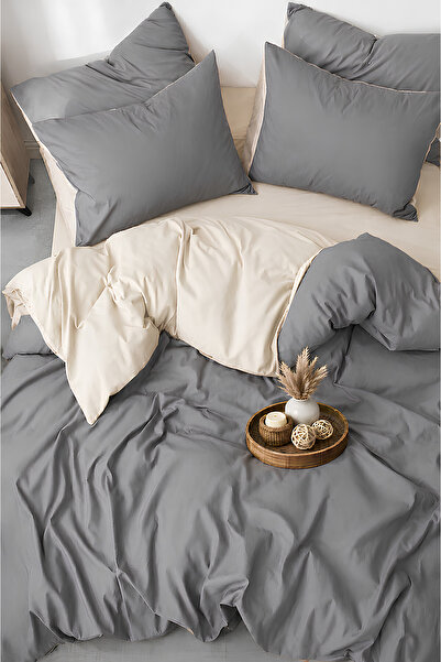 remtex Cream & Gray Single Duvet Cover Set – Modern Minimal Series