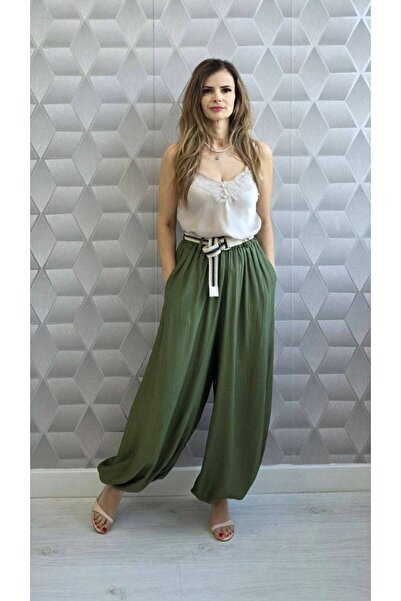 Azara Pantaloni Monique Fluizi din Vâscoză Naturală | Soft Touch - Verde