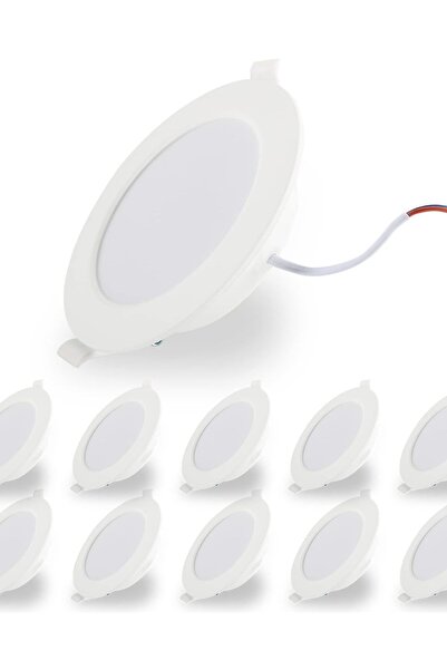 OEM Reflector LED de tavan, tip spot, ultra-plat, alb, set de 10 bucăți, 25,5 mm