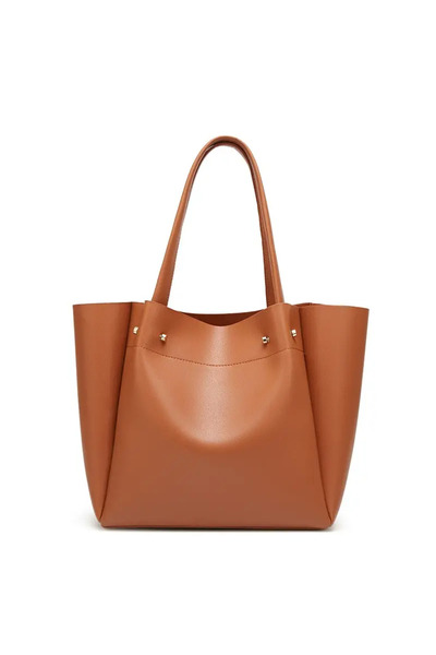 OEMS Hot Selling Large Capacity Soft Leather Brown Handbag Women's Shoulder Bag