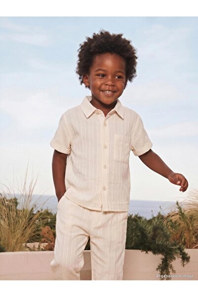 Civil Boys Self-Patterned Shirt for 2-5 Years Old - Ecru