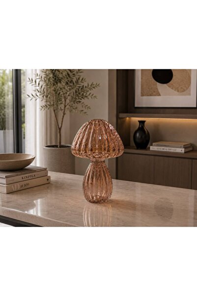 LEYA HOME Üfleme Cam Lüx Mantar Vazo 20cm