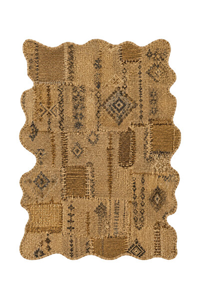 Rugs Modern Halı SDT Bej Hasır Görünümlü Etnik Motifl Şekilli Kırkyama Dokuma...