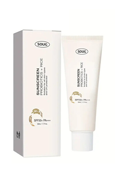 SOUG Sunscreen Cream with Probiotics and Rice, SPF50+ PA+++, Non Greasy Textu...