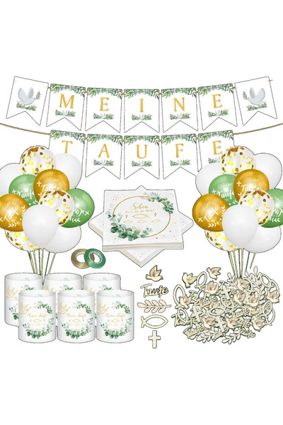 OEM Set de decorațiuni pentru Botez Balon Serpete Lumânări din lemn Decorațiuni