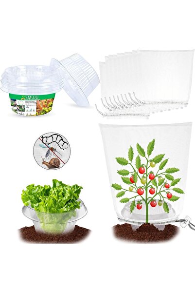 OEM Set de 6 coliere și 6 plase de protecție pentru plante împotriva melcilor...