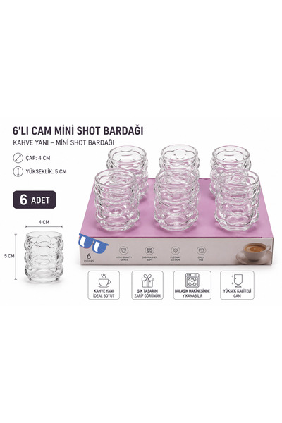 Sfmstore 6'lı Cam Mini Shot Bardağı Seti