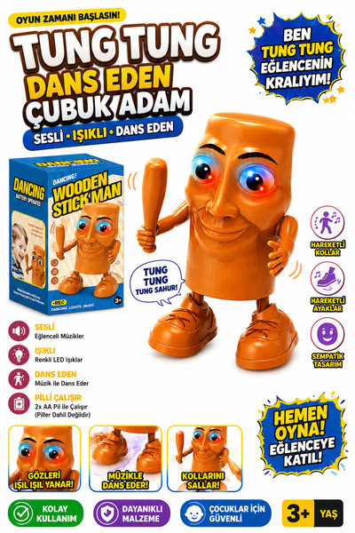 Retoys Tung Tung Sahur Dans Eden Işıklı Sesli Dans Eden Figür