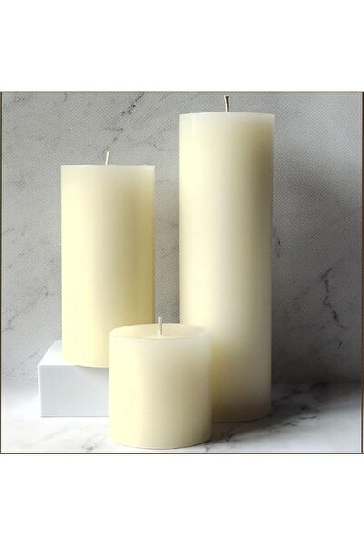 The Bros SIHIIYA LIFE Set of 3 Ivory Pillar Candles | Unscented & Dripless Ca...