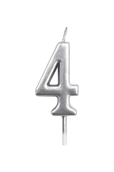 The Bros Silver Number 4 Candle – Elegant Silver Metallic Cake Candle, Perfec...