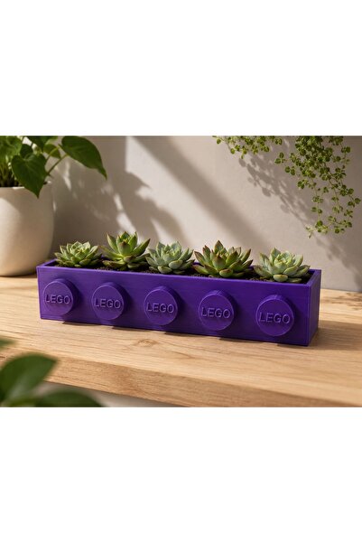 AksesuArt Blok Tasarımlı Uzun Saksısı – Dekoratif Masa Saksısı | PLA 3D Baskı