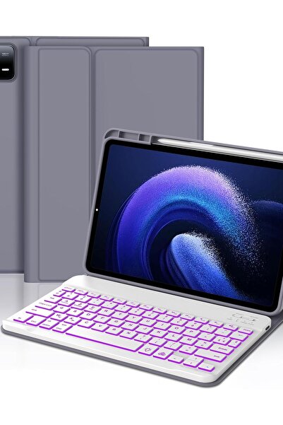 OEM Husă cu tastatură pentru iPad 6/6 Pro AZERTY iluminată Violet Fără fir