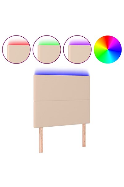 vidaxl Tăblie de pat cu LED, cappuccino, 100x5x118/128 cm, piele