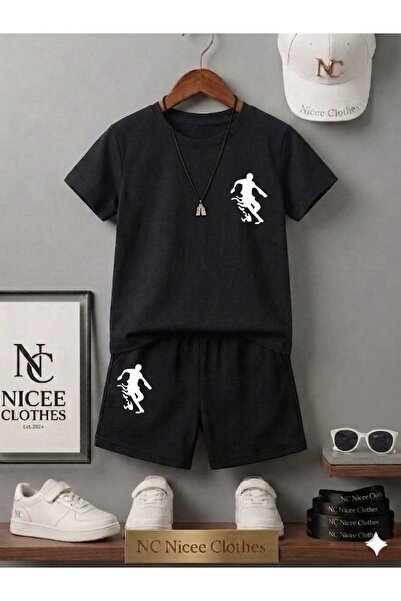 NC Nicee Clothes LETNJA DEČJA MAJICA I KRATKE HLAČE UNISEKS (BELI ŠTAMP SA VA...