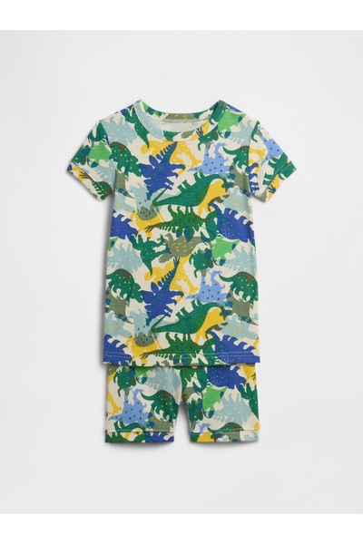 GAP Bebek Yeşil %100 Organik Pamuk Dino Pijama Takımı