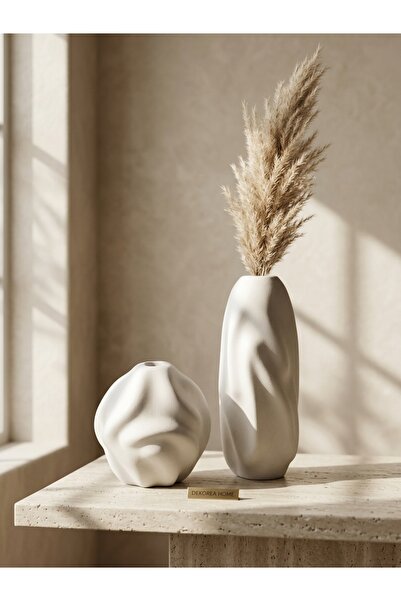 DEKOREA HOME El Yapımı Taş Tozu Dekoratif Pinterest Vazo Seti - İskandinav ve...