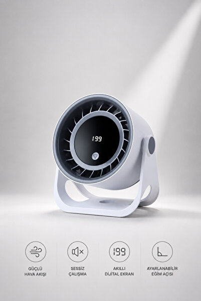 Weskam Dijital Ekranlı Vantilatör Masa Üstü Fan Duvar Fan 360 Derece Dönebili...