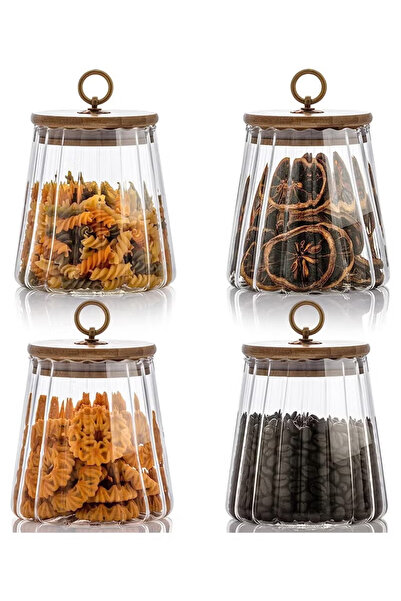 TAPIT Airtight Glass Jars Set of 4,Glass Coffee Nuts Canister with Bamboo Lid...