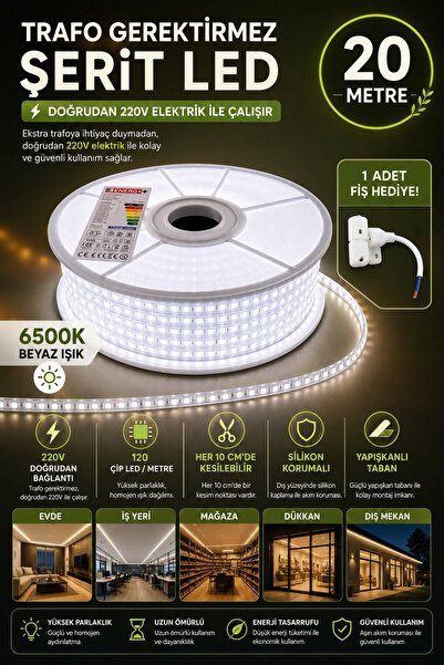Noas 220V ŞERİT LED BEYAZ IŞIK - 20 METRE