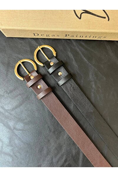 LİA KEMER 2'Li Merge Oval Buckle Jacket Belt, Dress Belt, Trouser Belt