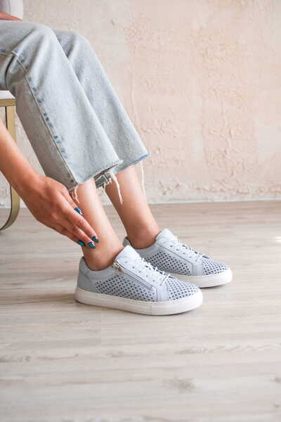 Lisbon Women's Sneaker Blue Genuine Leather Comfort Soft Sole Casual Sports Shoes