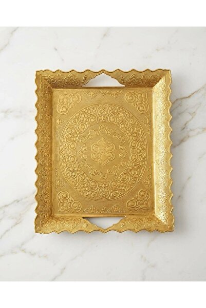 FAIR HOME Beyzade Large Size Gold Color Metal Rectangular Tray