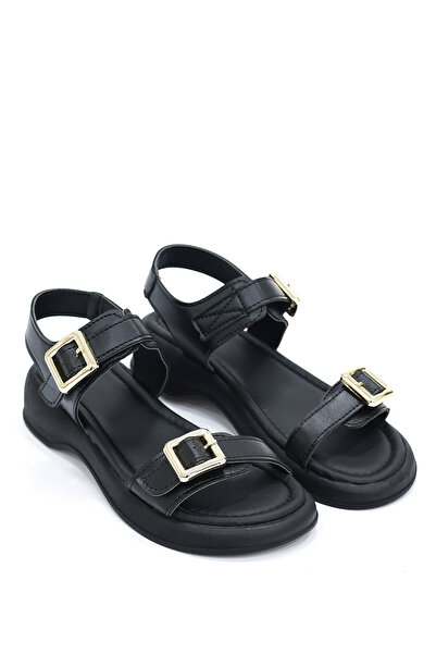 kajal ayakkabı İk 2075 Flat Sole Belt Buckle Sandals