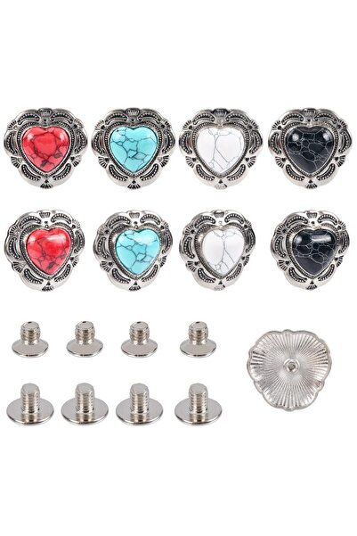 OEM Nasturi metalici decorativi tip nit, în formă de inimă, turcoaz, set de 8...