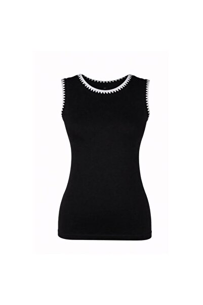 trender Women's tank top with lace detail - black