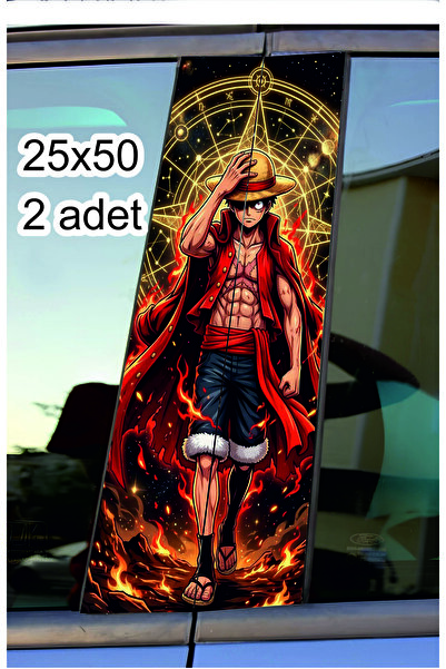 ESLEM Car Door Covering Foil One Piece Luffy Flame Patterned Auto Sticker Rig...