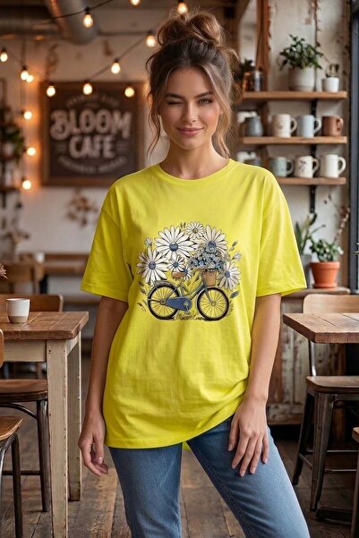 TOFİSA Printed Short Sleeve Tunic - 1310-Yellow