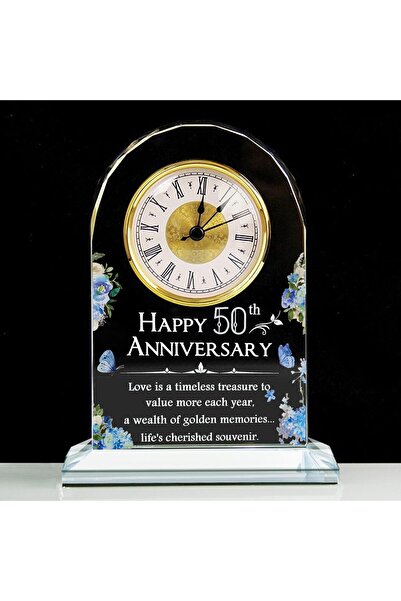 OEM Personalised Acrylic Quartz Clock 50th Golden Wedding Anniversary Gift fo...