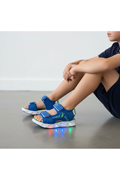 JOJO KIDS erkek çocuk ışıklı sandalet , ultra hafif , bantlı spor sandalet