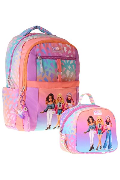 WOW Generation Shine Double School Bag Set - Orange - Purple Shine Printed Gi...