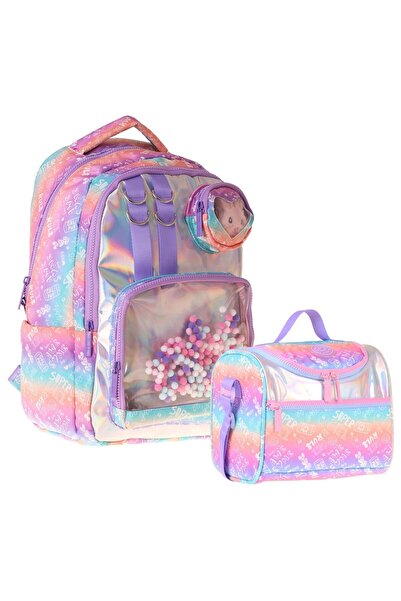 KAUKKO Kids Rule Girls' Lilac Primary School Backpack and Lunch Box Set - Set...