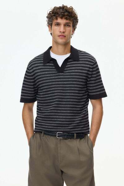 H&M Regular Fit Linen-blend polo shirt