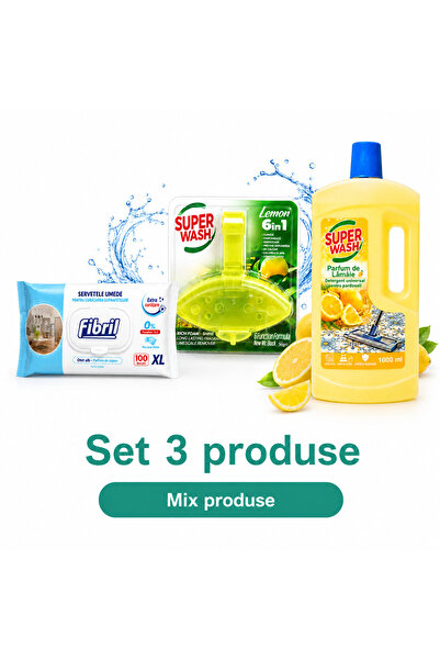 Fibril Kit WC si Pardoseli Lamaie, Set 3 Produse: Servetele XL White Soap, Od...