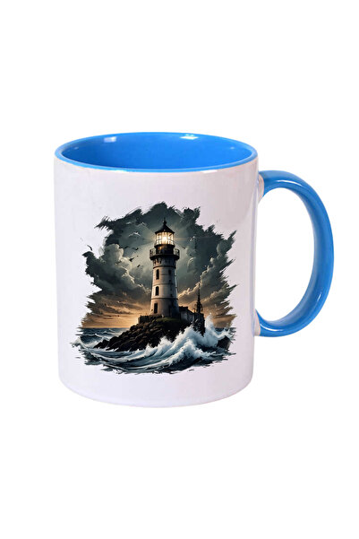 CERCİBAZAAR Lighthouse Themed Special Design Porcelain Mug – 300 ml Stylish M...
