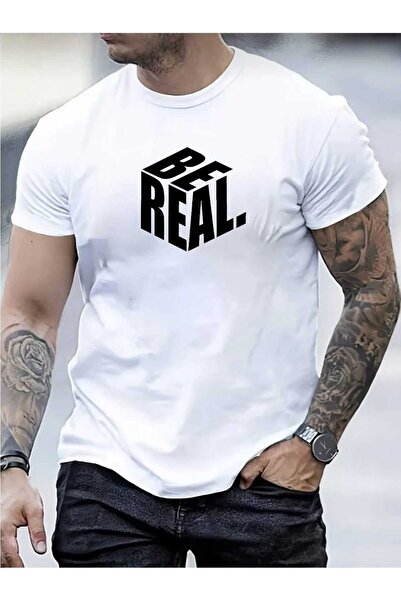 tkn your style Ανδρικό βαμβακερό μπλουζάκι με σχέδιο Be Real Print Trend