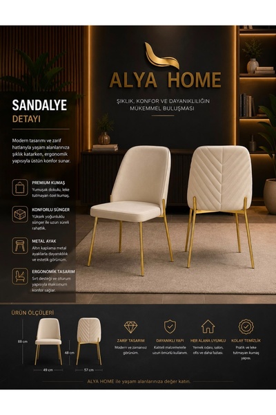 Allya Furniture YEMEK ODASI SANDALYESİ 6 ADET