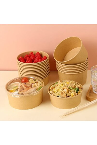 L'Opaline 750 CC Kraft Karton Tatlı Yemek Salata Kasesi Kapaklı Bowl 1 ADET