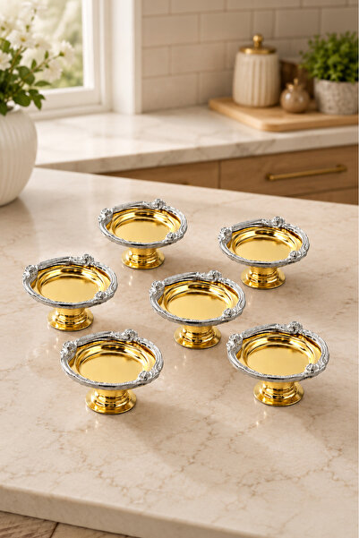 AKSESUAR EVRENİ Modzella Gold 6-Piece Set Sugar Bowl, Turkish Delight Bowl, S...