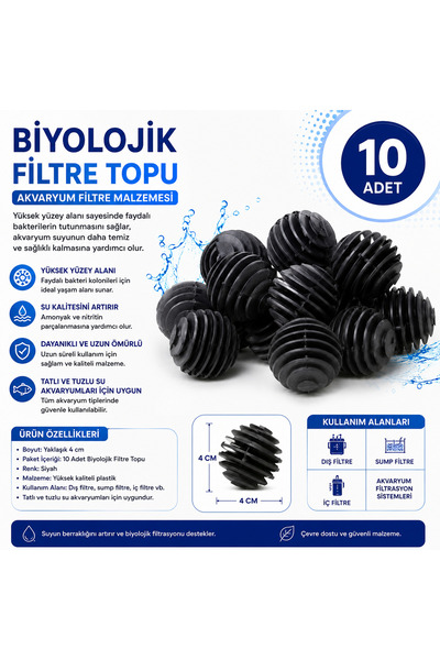 EuroStar Akvaryum Biyolojik Filtre Topu Bio Ball 4 cm – 10 Adet