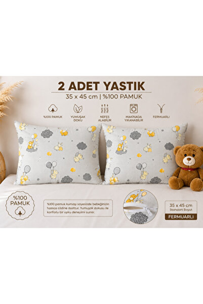 %100 PAMUK COTTON FERMUARLI 2'Lİ BEBEK YASTIK KILIFI (35CM X 45CM ÖLÇÜLERİNDE ) FARKLI RENK TERCİH EDİLEBİLİR