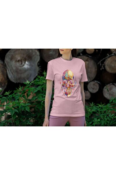 iLovePrints Abstract Colorful Skull Artwork Tshirt